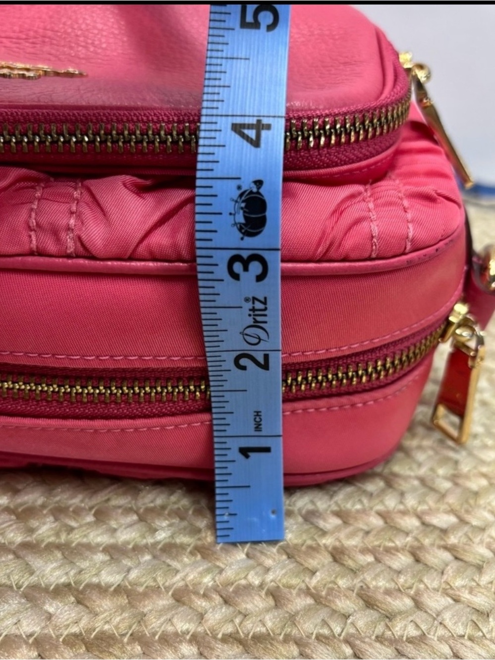Coach Court Crossbody Hot Pink Ruched Double Zip Leather Nylon Gold Hardware - Picture 15 of 15